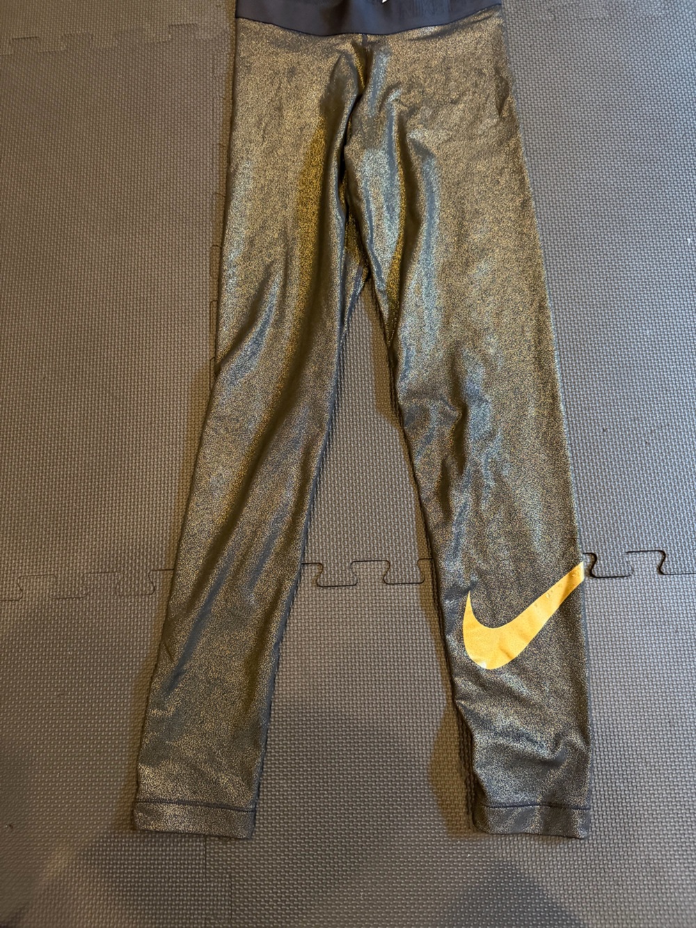 Nike Pro Metallic Gold Swoosh Leggings